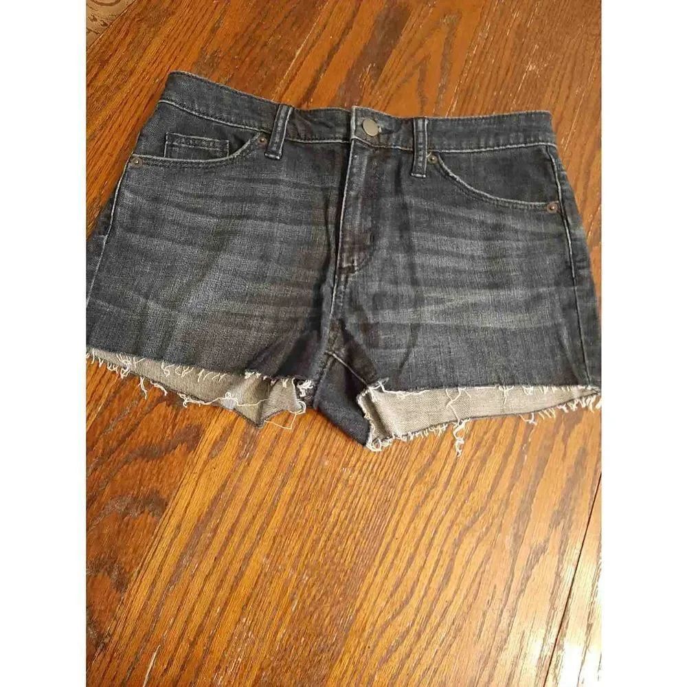 Size 4 27R Universal Thread High Rise Shortie Denim Blue Jean Shorts Raw Hem